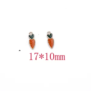 DIY alloy enamel carrot charms for jewelry making, cute vegetable pendants 17x10mm 2pcs