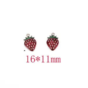 Red strawberry alloy charms 16x11mm DIY jewelry making accessories sweet pendant cute items