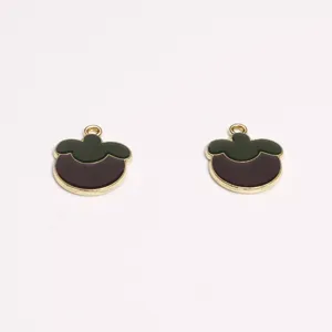 Enamel mangosteen metal charms diy jewelry making accessories necklace keychain pendant 2pcs