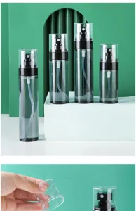 Detailed close-up view of the clear travel spray bottle cap and fine mist pump nozzle design.