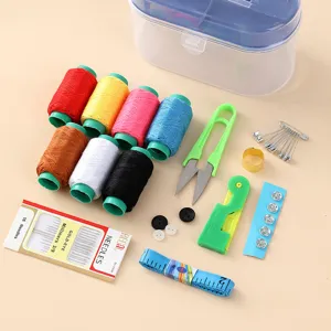 Portable multifunctional sewing kit with threads scissors needles and storage box for diy use