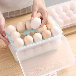 Portable 15-Grid Plastic Egg Storage Box Refrigerator Fresh Container Kitchen Holder