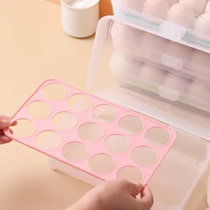 Kitchen 15-grid egg storage box plastic refrigerator crisper portable egg container tray