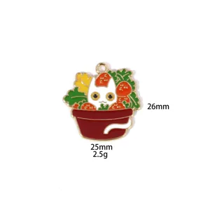 Zinc alloy cat potted plant DIY pendant charm, cute cat shape accessory for necklace and keychain.
