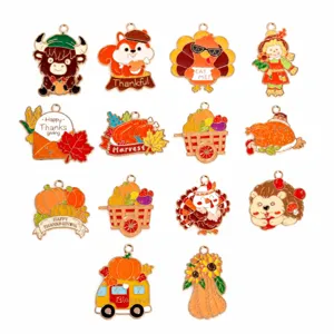 Thanksgiving Dinde Citrouille Écureuil Alliage Émail Breloques DIY Bijoux Pendentifs Pour Collier Bracelet Fabrication