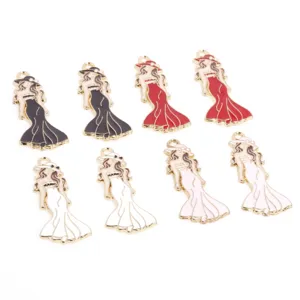 Zinklegering elegante dames jurk hanger DIY mode sieraden maken ketting oorbellen 8st