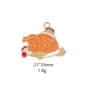 Thanksgiving turkey enamel pendant zinc alloy DIY jewelry necklace accessory 21x24mm