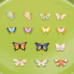 DIY Alliage Papillon Émail Charms Pendentifs Colorés Pour Collier Bracelet Et Boucles D'Oreilles Fabrication De Bijoux
