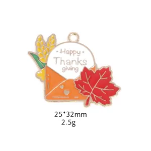 Thanksgiving enamel envelope maple leaf pendant DIY alloy jewelry necklace charm.
