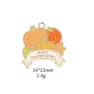 Thanksgiving pumpkin charm pendant enamel zinc alloy DIY jewelry accessory 24x22mm