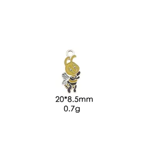 Enamel alloy bee insect pendant charm DIY jewelry making craft accessory item for keychain.