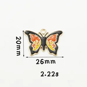 Pendentif en alliage de papillon émaillé coloré pour accessoires de bijoux DIY 20x26mm