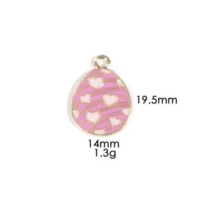 Osterei Metall Anhänger Rosa Herz Emailliert DIY Halskette Schlüssel Schmuck Zubehör