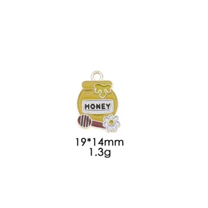 Alloy honey jar daisy pendant charm DIY jewelry making keychains accessories 19x14mm