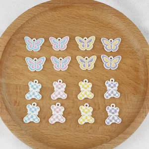 DIY Alloy Oil Drip Cute Bear Butterfly Charms Enamel Pendants For Bracelet Keychain Handcraft Jewelry Making Accessories