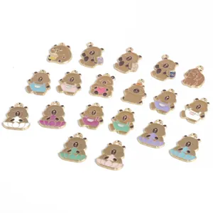 Cute capybara alloy charms colorful enamel pendants for DIY necklace bracelet keychain making