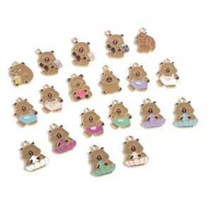 Cute capybara enamel metal pendants charms for DIY necklace bracelet key jewelry making.