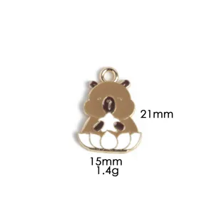 Cute capybara metal enamel pendant charm, perfect for DIY jewelry making, necklace and keychain.