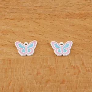 Cute enamel butterfly charms for jewelry making, DIY bracelets, keychains, and accessories.