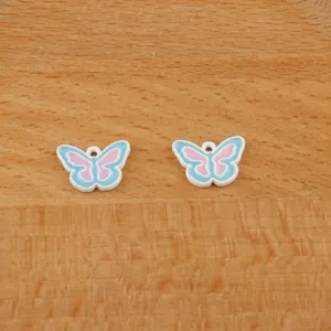 DIY alloy enamel butterfly charm pendant accessory detailed view for bracelet keychain making