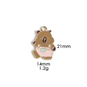 Cute capybara enamel metal pendant zinc alloy cartoon animal jewelry DIY charm accessory