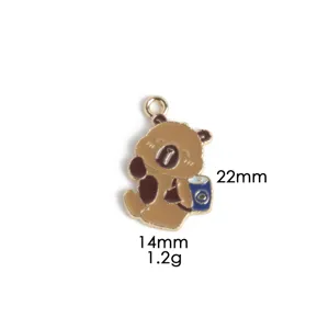 Detailed view of the cute capybara enamel pendant charm, compact size 22x14mm, 1.2g.