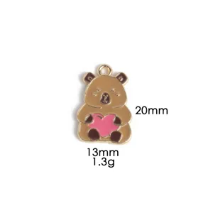 Cute capybara enamel charm pendant zinc alloy DIY necklace jewelry accessory 20mm 1.3g