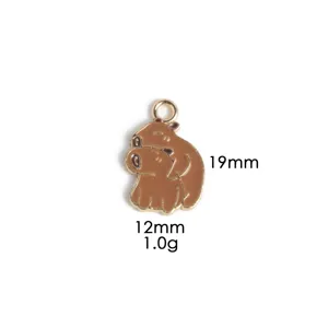 Cute capybara metal enamel pendant charm for DIY necklace jewelry making accessories.