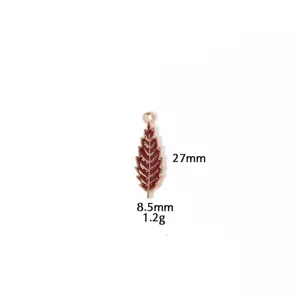 Zinklegering rode emaille esdoornblad bedel hanger DIY sieraden maken accessoires 27x8.5mm