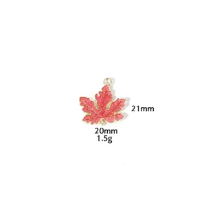 Roze esdoornblad metaal bedel close-up detail hanger 21x20mm 1.5g DIY sieraden accessoire