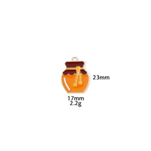Geemailleerde honingpot hanger zinklegering DIY sieraden ketting sleutelhanger accessoire