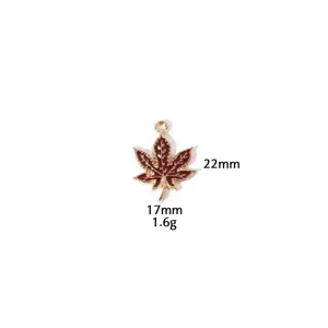 Rood geëmailleerd esdoornblad legering bedel hanger DIY sieraden accessoire 22x17mm