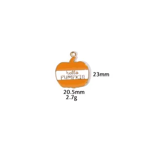 Enamel pumpkin charm for DIY jewelry making, Thanksgiving pendant accessory keychain.