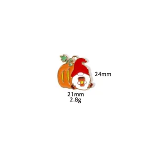 Thanksgiving cute gnome pumpkin enamel charm pendant for DIY jewelry necklace and keychains.