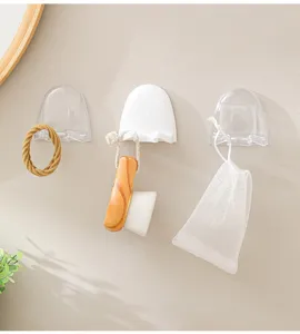 Multifunctional punch-free razor wall holder detail view, clear and white shaver storage rack