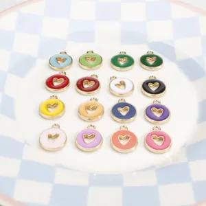 DIY Alloy Heart Hollow Enamel Pendant Multi Color Charm For Necklace Bracelet Keychain Jewelry Making Accessories