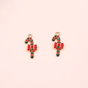 Christmas candy cane alloy enamel pendants for DIY handmade jewelry making and accessories.