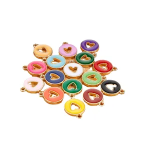 DIY Enamel Heart Charms Colorful Alloy Pendants for Necklace Bracelet Jewelry Making Main