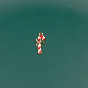 Christmas candy cane alloy charm pendant for DIY bracelet necklace keychain jewelry making.