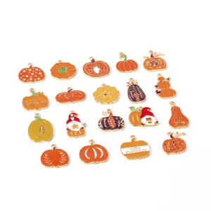 Thanksgiving pumpkin enamel charms DIY jewelry pendants for necklace and keychain crafting.