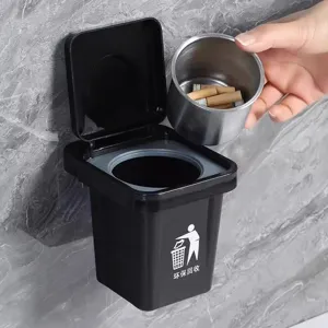 Pattumiera a parete con tazza interna in acciaio inossidabile e coperchio per bagno