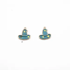 Blue wizard hat DIY jewelry charm alloy enamel star pendant for handmade craft making