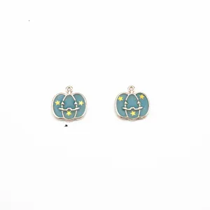 Halloween blue pumpkin pendant alloy drip oil star charm for DIY jewelry making accessories
