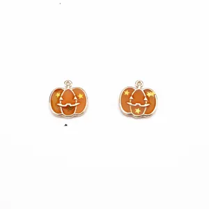Halloween pumpkin enamel charms alloy DIY jewelry pendants pearlescent cute small hanging items
