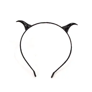 Diadema de cuernos de diablo negro Halloween disfraz fiesta accesorios de pelo mujer