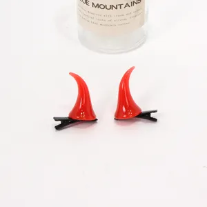 Pinzas para el pelo con cuernos de diablo rojos, accesorios de disfraces de Halloween.