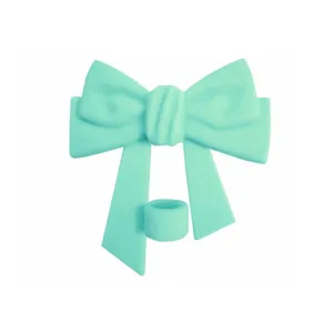 Cute mint green silicone bow straw topper for 10mm cups, practical dustproof cover accessory.