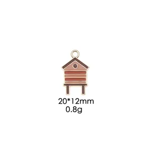 Enamel alloy beehive charm pendant for DIY keychain handbag hanging decoration supplies