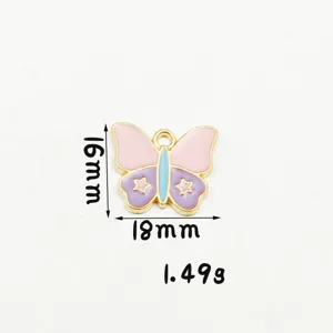 Mignon pendentif papillon en émail alliage accessoires de bijoux DIY 16x18mm 1.49g