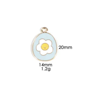 Osterei Emailliertes Metall Anhänger süße Blume DIY Schmuck Accessoire 20x14mm